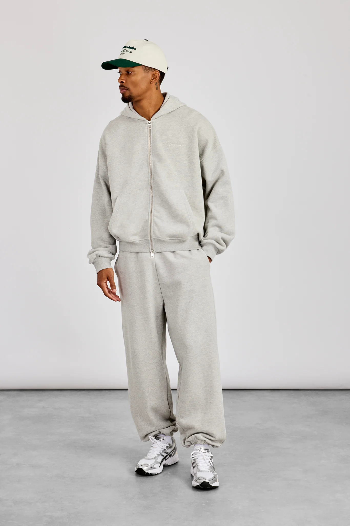Zip Through Boxy Hoodie & Cuffed Jogger - Grey Marl