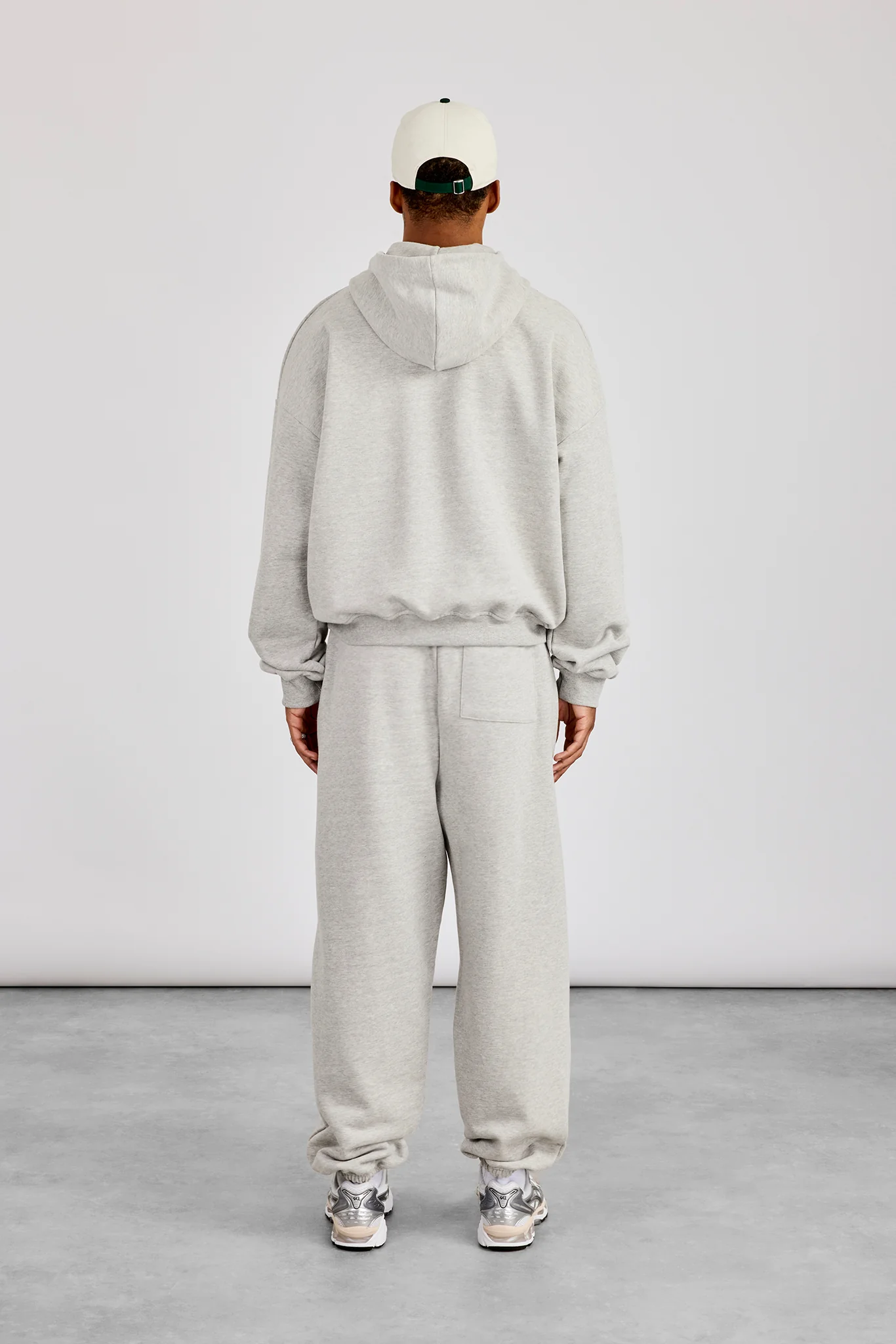 Zip Through Boxy Hoodie & Cuffed Jogger - Grey Marl - Image 4