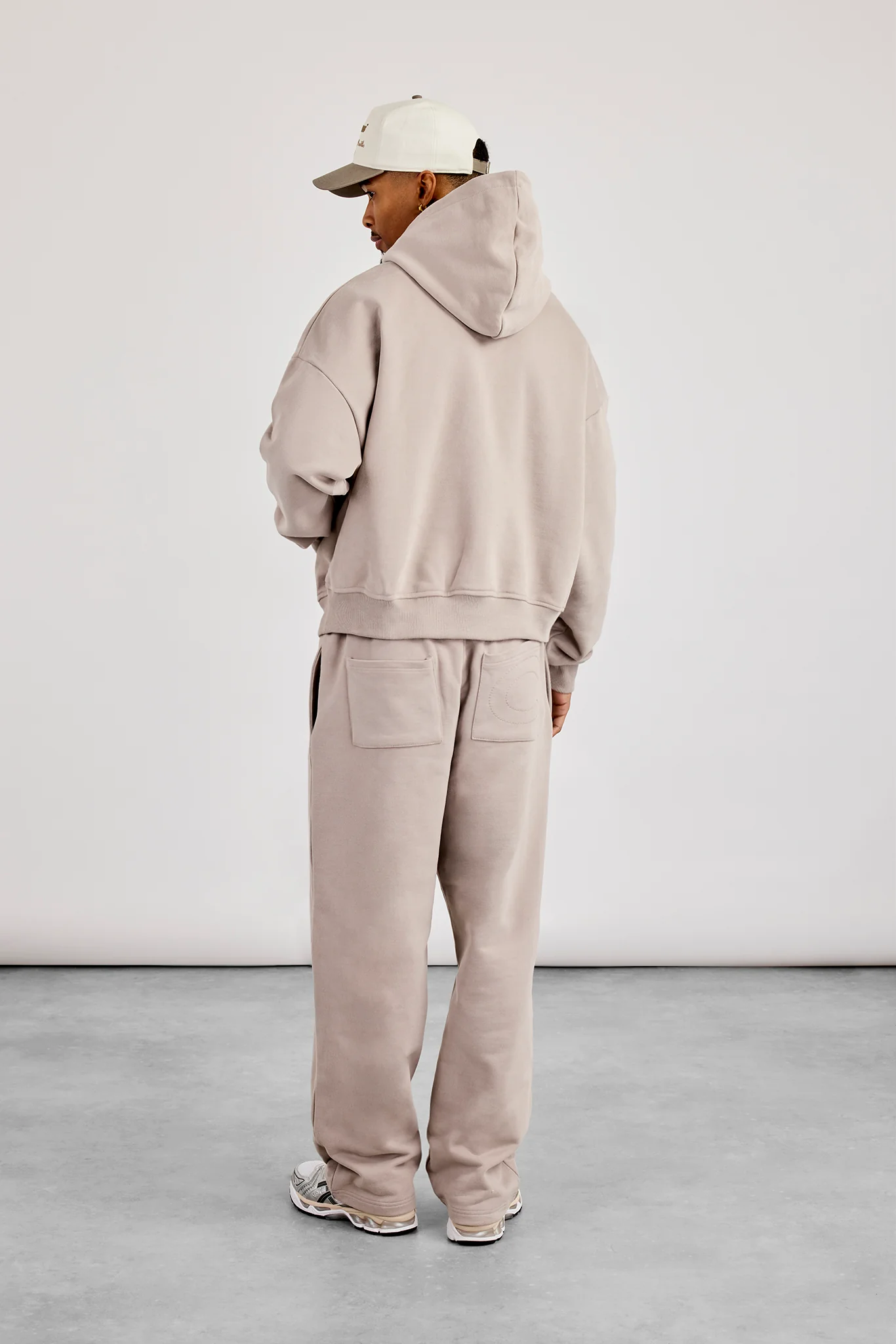 Zip Through Boxy Hoodie & Relaxed Jogger - Stone - Image 3