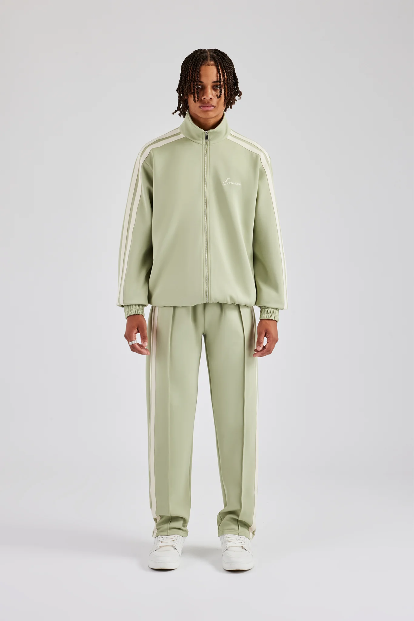 Zip Through Taping Tracksuit - Sage
