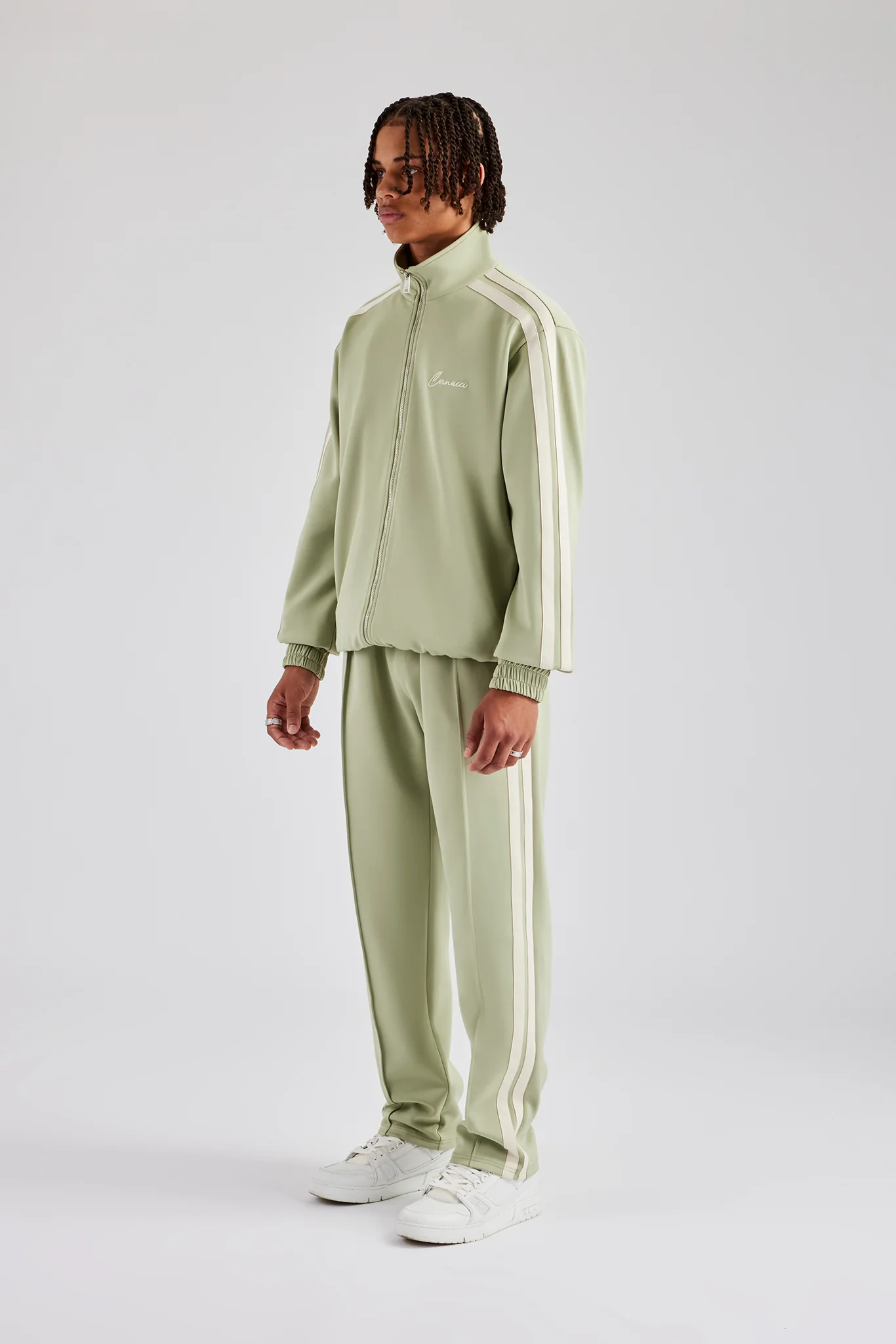 Zip Through Taping Tracksuit - Sage - Image 2