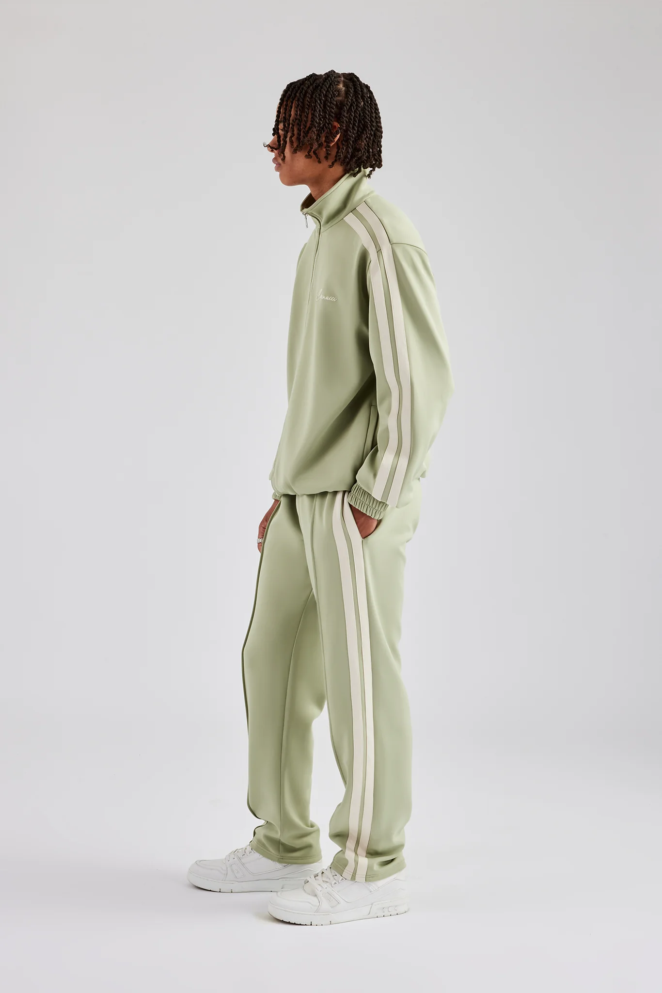 Zip Through Taping Tracksuit - Sage - Image 4